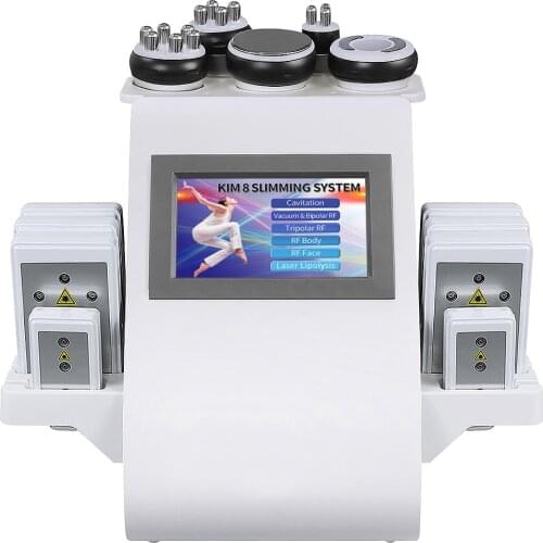 Fast Shipping Mini 40K Ultrasonic 6 In 1 Cavitation Vacuum Radio Frequency Laser 8 Pads Lipo Laser Slimming Machine for Home Use