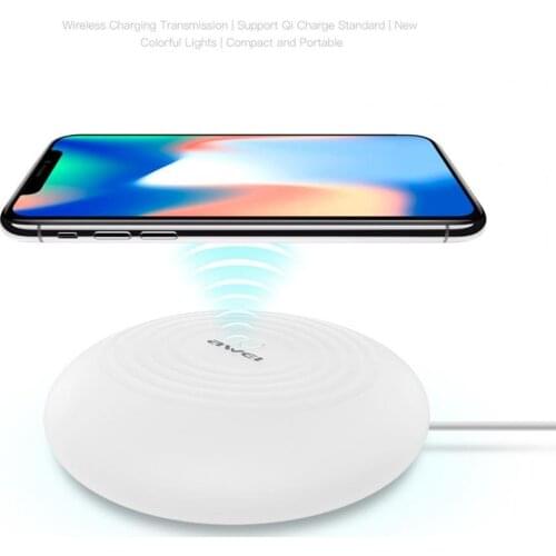 Awei W7 Universal 10W Qi Wireless Charger For iPhone 12 11 Wireless Phone Charger Fast Charging Pad Dock for Android for iPhone