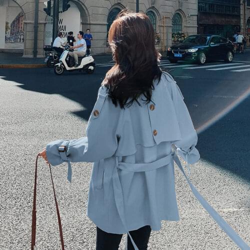 2021 New Windbreaker Womens Mid-Length Spring Autumn Clothes Korean Loose Casual Temperament Popular Short Trench Coat zh546