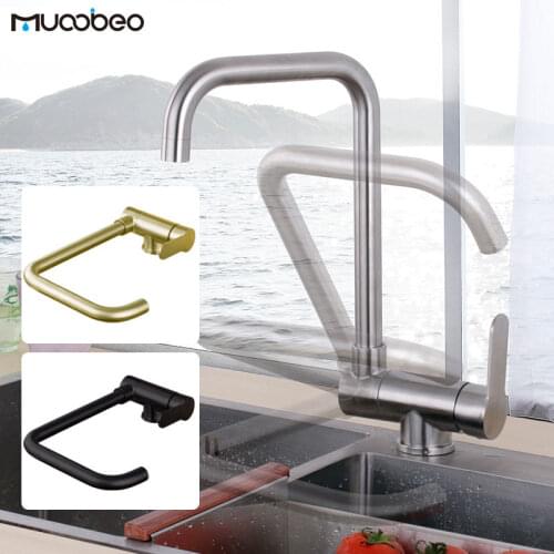 Rotating Folding Down Hot Cold Water Faucet 304 Stainless Steel Inner Window Kitchen Faucet Single Handle Folded Mixer Tap