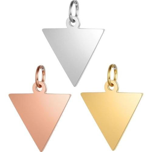 Stainless Steel High Mirror Polish Inverted Triangle Pendant 15x19mm Blank Charm Rose Gold Color DIY Jewelry Accessories 10pcs