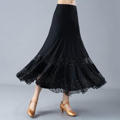 Adult Ballroom Dancing Skirt Black Flamenco Skirts Ballroom Dance Suit Women Waltz Dancing Costumes Dance Wear D0798