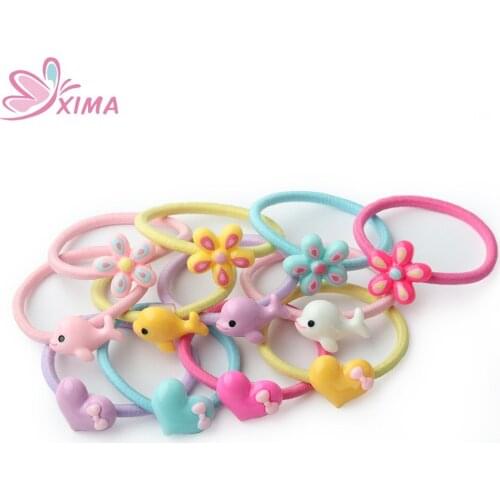 XIMA 12pcs/lot Candy Cartoon Child Kids Hair Holders Rubber Hair Bands Elastics Hairband Girls Headwear Hair Accessories