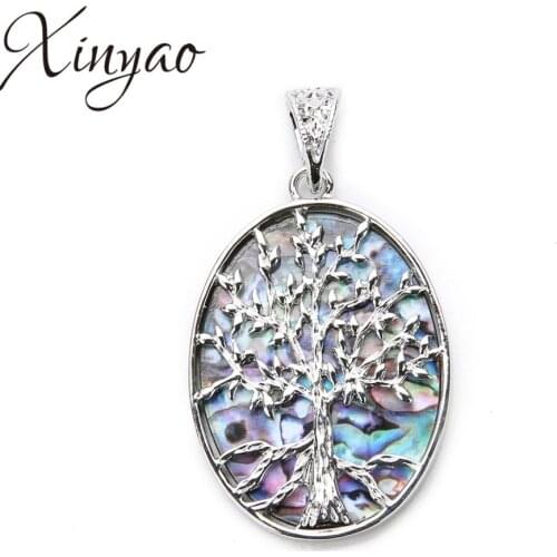 XINYAO Luxury Tree Life Charm Abalone Shell Pearl Pendants for DIY Charms Necklace Pendant Handmade Jewelry Findings