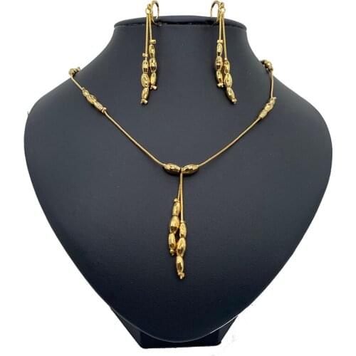 Dubai Jewelry African Indian Jewerly Fashion Charms Ball Jewelry Gold Color Small Beads Necklace Earrings for Women/Girls