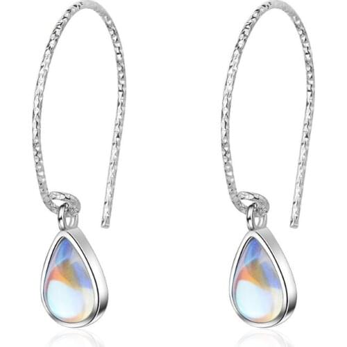 New Hot Korean Literary Sweet Moonstone Water Drop Earrings For Women Pendientes Jewelry Gift Brincos SAE58