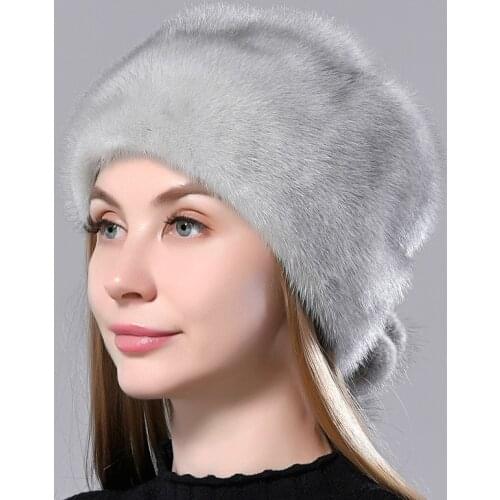 Winter Fur Hats Women Stylish Warm Natural Whole Mink Fur Luxury Caps Earflap High Quality Hat anti cold Snow Hat