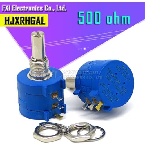 1PCS 3590S-2-501L 3590S 500 ohm 3590S-2-501 3590S-501 Precision Multiturn Potentiometer 10 Ring Adjustable Resistor