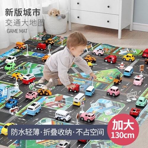 130 * 100 cm Childrens toy game mat English version of urban traffic parking scene Play mats