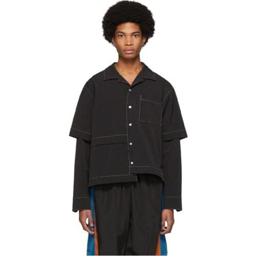 S-6XL! Fashion runway mens wear 2019 Fashion patchwork irregular mens clothing double-sleeve singer personality