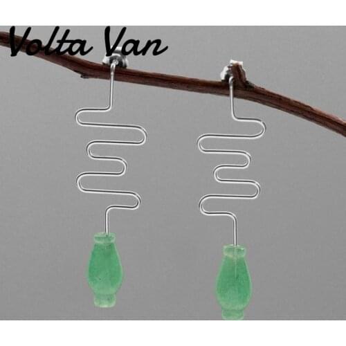 Volta Van 2021 New Drop Earrings 925 Sterling Silver Elegant Pendientes Plata Jade Vintage Vase Chinese Style Concise Earrings