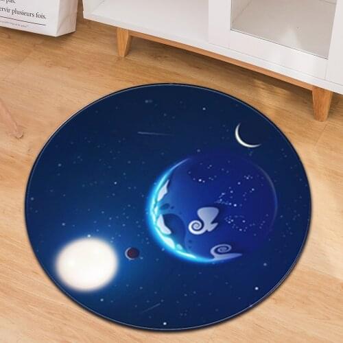 40 / 60 / 80 / 100cm Big Round Floor Mat Home Decor Velvet Ourdoor Living Room Desk Carpet Mats and Rugs Moon Ocean