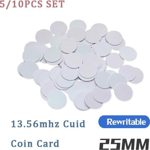 5/10PCS CUID 1K S50 Nfc Tag Smart Chip Coin Card RFID Rewriteable Copy Badge Copier Duplicator 25MM Sticker Tag