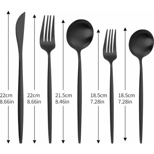 5Pcs Matte Black Stainless Steel Cutlery Tableware Set Dinnerware Dinner Flatware Set Forks Knives Spoons Set Safe Silverware