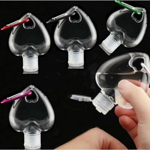 50ml Portable Heart Shape Separate Bottling With Key Ring Hook Travel Refillable Empty Bottle Alcohol Containers