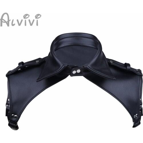 Alvivi Men Latex Body Chest Harness Male Faux Leather Tank Vest Tops Adjustable Lapel Bondage Costume Shouder Harness Crop Top
