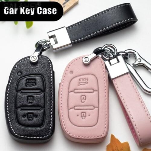 Leather Car Smart Key Cover Case Holder Protection For Hyundai Tucson Mistra IX25 IX35 I20 I30 I40 HB20 TM 2016 2017 2018 2019
