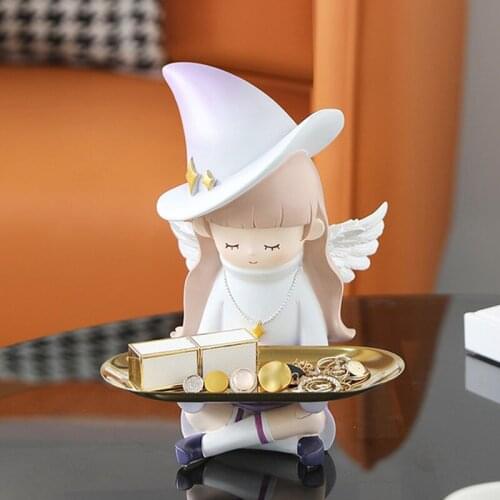 Nordic Kids Room decoration Living Room Desk Ornaments Elf Figurine Home Decor Accessories Creative Statue Jewelry Storage Tray