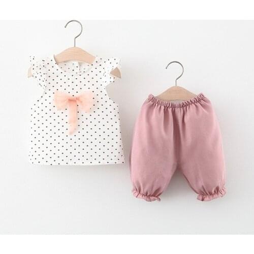 Children Clothing Girls Suit Summer Western-Style Infant Children Clothing Baby Girls Cropped Pants + t-Shirt Two-Piece Jacket