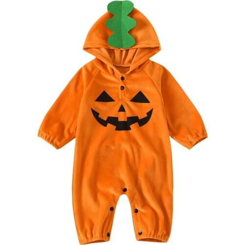 0-24M Newborn Kid Baby Girl Boy Clothes Long Sleeve Hooded Romper pumpkin Smile Print Cute Sweet Party Club Body Outfit