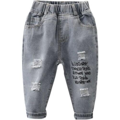 New Hole Boy Jean Boy Cartoon Trousers Pant Fashion Girls Jeans Children Kids Jeans Fashion Denim Pants Infant Clothing 2-7T