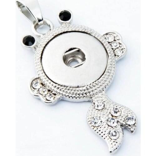 Fish 221 Interchangeable Charm Jewelry For Women Rhinestone Ginger Snap Button Jewelry Pendants Necklace (fit 18mm button)