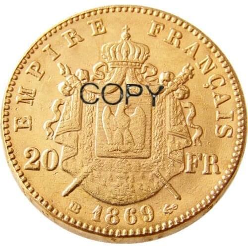 France 20 Franc 1869B Gold Plated Copy Coin