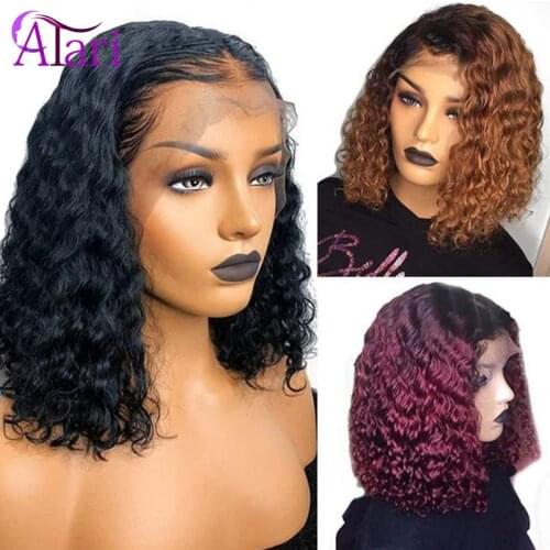 Deep Wave Bob Lace Front Wig 1b/27 1b 99J Deep Curly Human Hair Wigs Brazilian Virgin Wigs for Women Pre Plucked Short Bob Wig