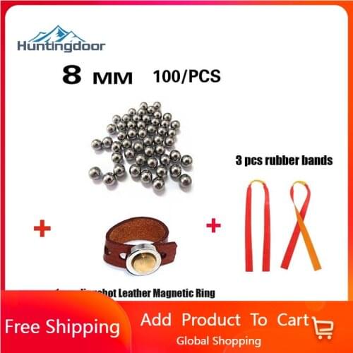 Huntingdoor Slingshot Powerful Elastic Flat Rubber Band with magnetic ring and 100pcs 8mm Ammo Steel Ball for hunting shooting