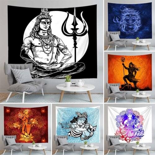 Indian Shiva Tapestry Wall Hanging Boho Walls Cloth Psychedelic Tablecloth For Bedroom Living Decoration