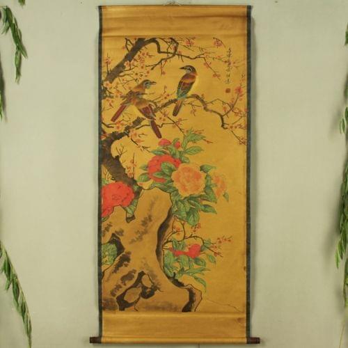 Exquisite Chinese Antique collection Imitation ancient Three birds picture