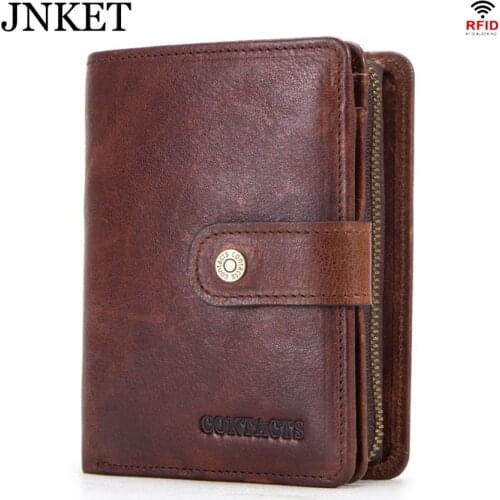 JNKET New Mens Wallet Cow Leather Multifunctional Clutch Wallet Male Billfold Coins Purse Card Holder Notecase