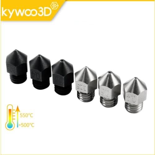 Kywoo3D 6Pcs Hardened Steel Nozzle for 3D Printer Extruder Steel Alloy Mix Size Nozzle Set 0.25mm 0.4mm 0.6mm 3D Printer Parts