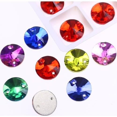 Round Sew on Rhinestone For DIY Craft Applique Fuchsia Flat Back Crystals Sewing Rhinestones Decorations Dress With Rhinestones