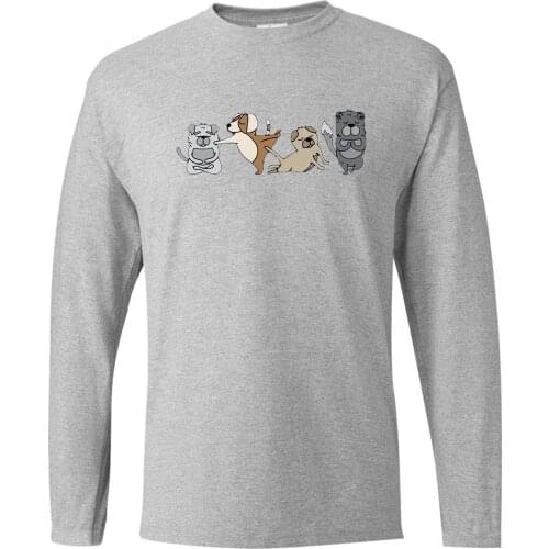 Cute Corgi Shiba Round Neck Tops Long Sleeve Tee Brand T-Shirts Mans T-shirt Camiseta Streetwear Karate Kid T Shirt Tshirts