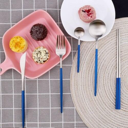 5pcs/Set Tableware Dinnerware Set Nordic Style 304 Stainless Steel Silver Color Dinner Knife Spoon Fork Chopsticks Dessert Tea