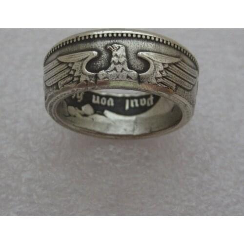 Germany Coin Ring 5 MARK Silver Plated Coin Ring Vintage Handmade Ring US Sizes 7-12