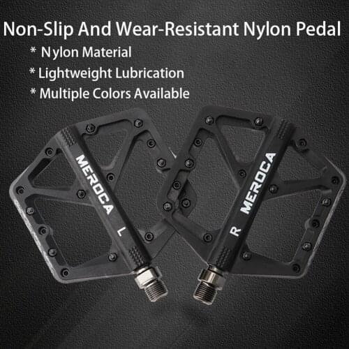 Mountain Road Bike Nylon Pedals with Bearings Flat Pedals Non-slip Lightweight Nylon Platform 14mm for MTB Road Bike