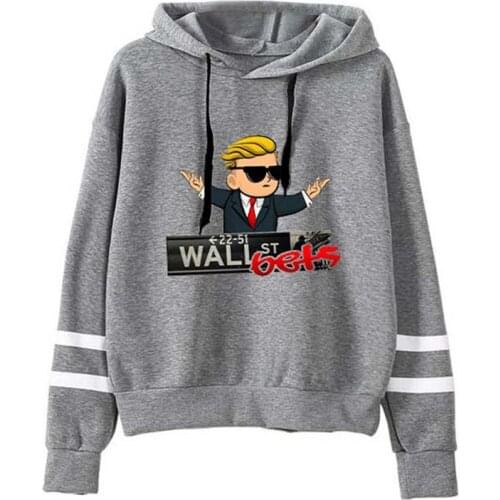 2021 New Fashion Women Printed Wall Street Bets Hoodie Letter Stripe Long Sleeve WSB Casual Pullovers Woman Hooded Sweatshirts