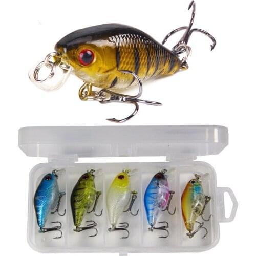 New Hot Sale Fishing Gear Lu Ya Set Plastic Hard Fake Bait Bionic Bait 5 Color Lu Ya Set Box Bait Fishing Accessories Fishing