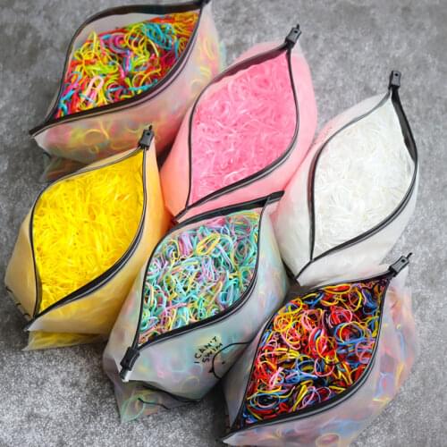 1000Pcs/Pack Colorful Disposable Hair Bands Girls Elastic Rubber Band Hair Accessories Children Ponytail Holder Scrunchie Ties