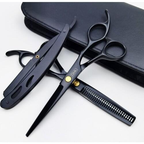 Right Hand 6.0" 440C Shiny Cutting Shears Thinning Scissors Hairdressing Scissors Professional Hair Scissors Barber Scissors Set