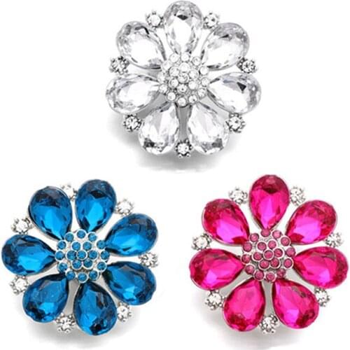 Wholesale w321 3D Flower 18mm 27mm rhinestone metal snap button for Bracelet Necklace Jewelry For Women Fashion accessorie
