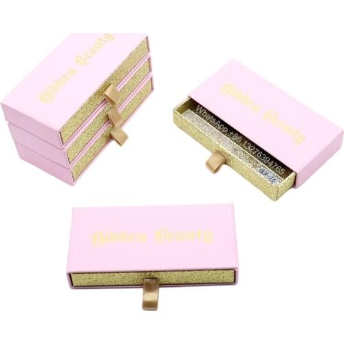 Custom Lashbox Pink Rectangle Gold Holographic Logo Eyelash Packaging Wholesale Mink Lashes 5D 25mm Eyelash With Package