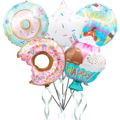 Donut Shape Aluminum Film Balloon Boy Girl Toy Gift Ice Cream Balloons Birthday Party Decoration Baby Shower Decor Accessories