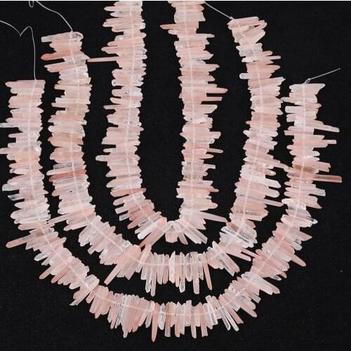 Approx 130pcs/strand Natural Pink Quartz Crystal irregular Point Beads Jewelry,Top Drilled Crystal Point For DIY Jewelry Making