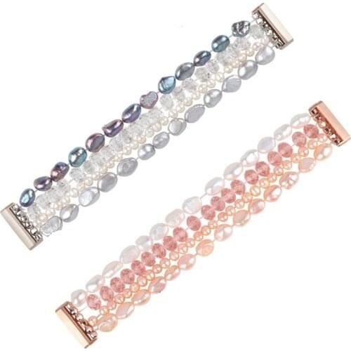Luxury Precision Natural Pearls Wrist Loop Band Smart Strap for Fitbit Versa 3/Sense