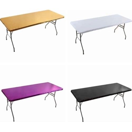 Bronzing Matalic Top Rectangle Spandex Table Cover Cloth Wedding Tablecloth Event Hotel Decoration