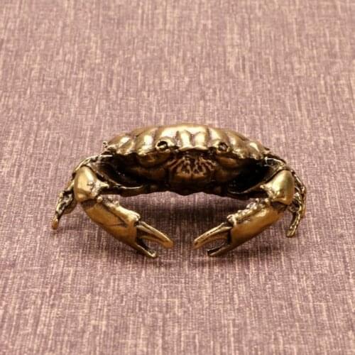 Vintage Brass Crab Statue Home Furnishing Ornaments Antique Copper Animal Miniature Figurines Desktop Toy Decoration Accessories