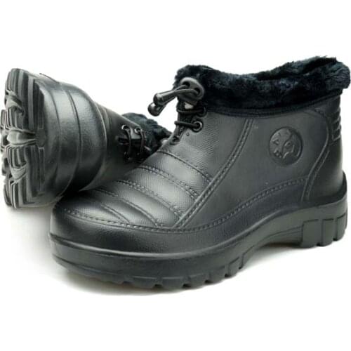 Winter cotton warm snow boots plus velvet rain shoes mens and womens chef shoes fishing car wash shoes water rubber 37-44